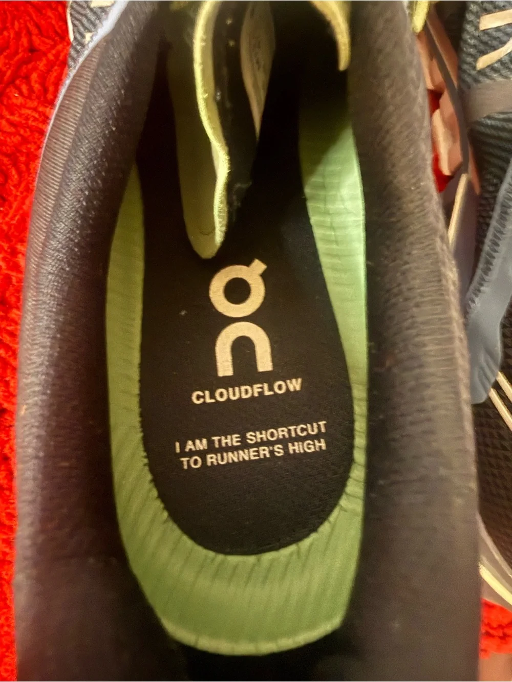 ON Cloudflow Running Shoes Mens 12.5 Blue Green Stripe Athletic Sneakers
